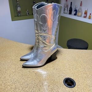 Silver Western-Style Women's Boots